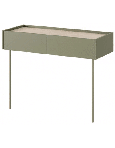 DESIN Konsolbord med 2 skuffer i MDF og metal B100 cm - Olivengrøn/Eg