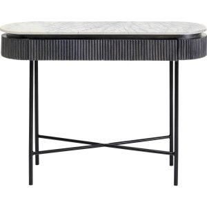 KARE DESIGN oval Glenn konsolbord, m. 2 skuffer - marmor, mangotræ og stål (100x32)