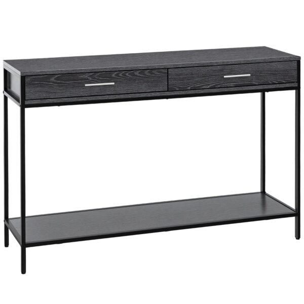 Konsolbord entrébord sidebord 2 skuffer underhylde stålgrå 120 x 30 x 81,5 cm