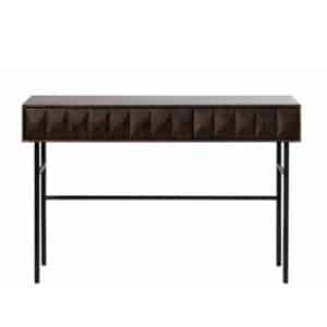 Lustrous konsolbord, m. 2 skuffer - espresso eg og sort metal (117x39)