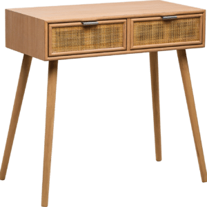 Konsolbord Nordlys Furniture Nishio i FSC-egetræ natur med fletrattan skuffer og kromhåndtag 80x42x79 cm