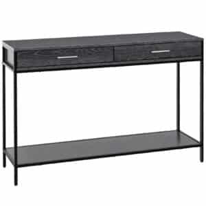 Konsolbord entrébord sidebord 2 skuffer underhylde stålgrå 120 x 30 x 81,5 cm